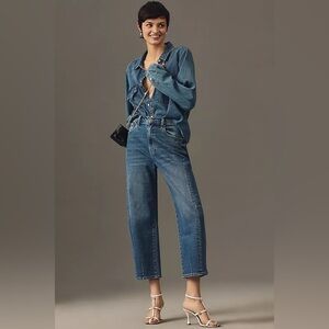 Pistola Eli Ankle High Rise Barrel Leg Jeans Medium Wash Size 31 Cropped